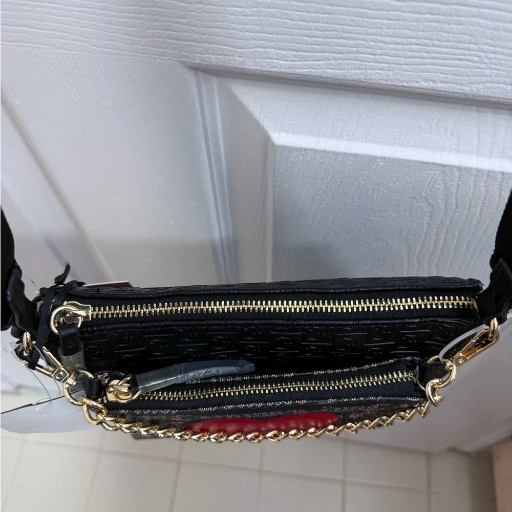 NWT Juicy Couture Double Trouble II Crossbody Bag Heart and Gold Chain